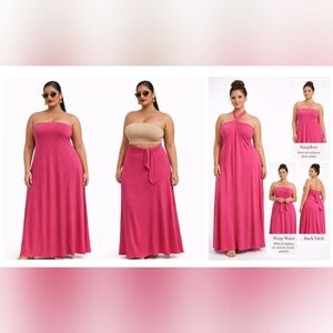 Nwt Concepts New York Convertible Maxi Dress Skirt Soft Jersey Tee Plus Sz Pink